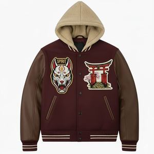 Chaqueta Varsity con Capucha y Bordado Personalizado en Satén para Hombre, Chaquetas Varsity de Invierno al por Mayor para Hombre - Product Image 1