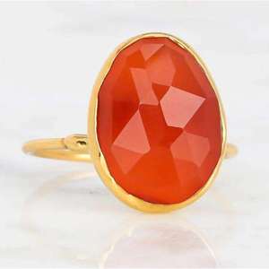 Bague de mariage élégante en onyx rouge et laiton plaqué or 0,5 micron, magnifique collection de créateurs, style classique pour filles, bijoux de fête - Product Image 3