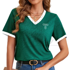 Camisetas de Mujer de Última Moda, Ligeras, Transpirables, Ecológicas, de Secado Rápido, de Poliéster/Algodón, Tallas Grandes, Camisetas de Verano en Oferta - Product Image 1