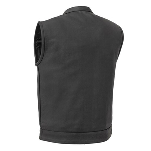 Gilet en cuir véritable pour homme, gilet de motard à col montant, gilet de moto personnalisé avec logo OEM pour homme, fabricant - Product Image 2