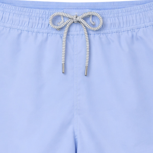 Shorts de bain légers bleu ciel pour hommes, confortables, séchage rapide, 100% polyester, tissu écologique, taille élastique avec cordon de serrage, décontractés - Product Image 6