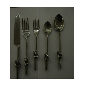 Couverts traditionnels en argent Offre Spéciale acier inoxydable titane argent avec poignée à nœud ensemble de couverts sûrs et sains pour un usage quotidien - Product Image 5