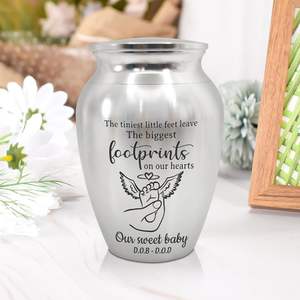 Urna conmemorativa de recuerdo decorativa de acero inoxidable para la pérdida de Niños de urnas plateadas de tamaño personalizado - Product Image 6