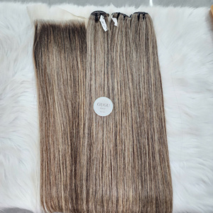 GUGU HAIR 100% Human <b>Silky</b> Baby Hair Long-Lasting Raw Bundle Cuticle Aligned Vietnamese Origin Machine Double Weft Bone Straight - Product Image 2