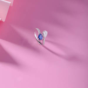 Elegant oval cut blue stone diamond <b>ring</b> <b>for</b> <b>women</b> engagement jewelry in silver gold rose gold white gold moder design style <b>set</b> - Product Image 1