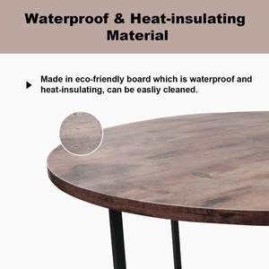 Mesa de Centro Redonda para Sala de Estar, Mesa Auxiliar con Aspecto de Madera, Superficie de Madera Vintage, Marco de Metal, Marrón Rústico, Fácil de Armar - Product Image 3