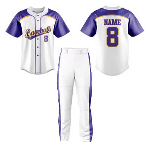 Logotipo personalizado impreso mejor calidad transpirable béisbol Softball desgaste Color sólido botón completo uniformes conjuntos elegantes OEM ODM - Product Image 1