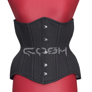 Wholesale Black Cotton Underbust <b>Corset</b> With <b>Back</b> Laced Up - Product Image 5