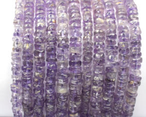 Brins brésiliens de 10mm de perles de pierres précieuses d'améthyste en forme de Heishi à coupe lisse faite à la main pour la fabrication de bijoux - Product Image 2