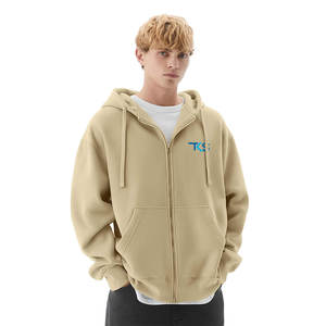 Sweats à capuche zippés surdimensionnés pour hommes avec conception d'épaule tombante et tissu lourd pour Streetwear Casual Men Oversized Zipper Hoodies - Product Image 1