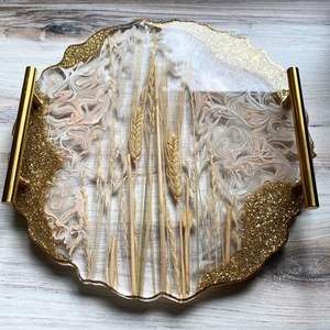 ORGANISATION Plateau de service en résine époxy fait à la main Essentiels de cuisine uniques pour la maison Restaurant Hôtel Décoratif Service Tra - Product Image 3