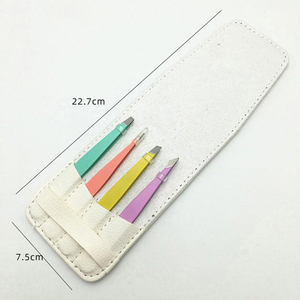 Pinzas para pestañas de alta calidad con logotipo personalizado, pinzas para cejas de acero inoxidable con punta inclinada, duraderas, ecológicas, OEM disponible. - Product Image 2