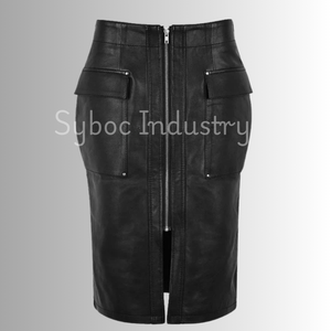 <b>Women's</b> New Genuine Leather <b>Pencil</b> <b>Skirt</b> XS Formal Style Natural Waistline Breathable Sustainable Nonwoven Weaving Silk Printed - Product Image 1