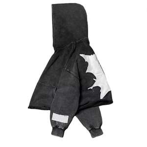 Sudadera con Capucha de Estilo Urbano, Estampado Floral Vintage Otoñal, Tejido Grueso, Estampado Digital, Lavado Ácido, Estilo Desgastado, Felpa Francesa, 100% Algodón, Talla Grande - Product Image 3