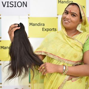 100% naturel pas cher vierge indien Temple Extensions de cheveux humains droite noir cuticule aligné non transformés faisceaux de cheveux humains - Product Image 3