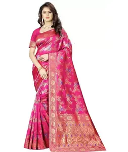 Latest Designer Women Wear Banarasi Silk Saree South Indian Wedding Wear Kanjipuram Silk saree with Weaving work for Women Wear