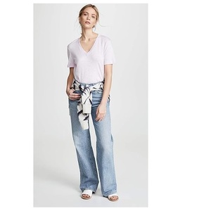 Camiseta informal de 100% algodón de manga corta con cuello en V para mujer, precio de fábrica - Product Image 2