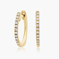 Boucles d'oreilles créoles en or jaune pour femmes, serties de diamants taille brillant rond, bijoux classiques pour le quotidien