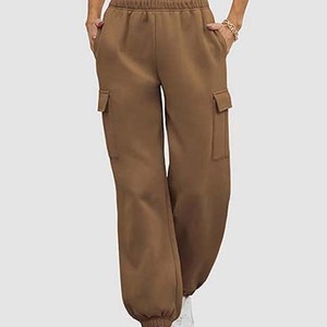 กางเกงวอร์มเอวสูงมีกระเป๋าสำหรับผู้หญิงกางเกงขายาวสำหรับฤดูหนาว2025ออกแบบโลโก้ได้ตามต้องการ - Product Image 5