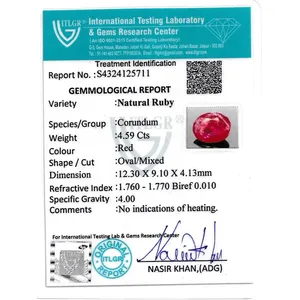 Rubis naturel de 4,59 carats (Manik) pierre précieuse non montée, facetté avec des coupes émeraude et ovale, certifié par IGI, saphir vert - Product Image 4