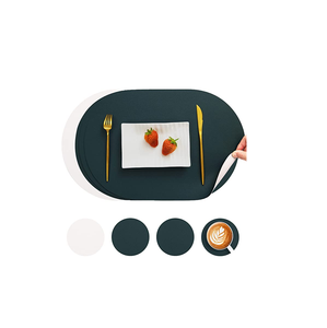 แผ่นรองบนโต๊ะรับประทานอาหารทำจากหนังมีสไตล์แผ่นรองจานบนโต๊ะรับประทานอาหารทรงครึ่งวงกลมสำหรับห้องครัว - Product Image 3