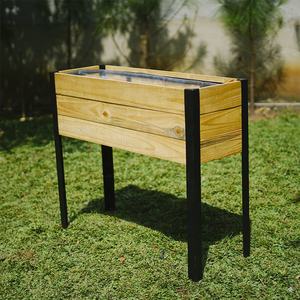 Maceta de madera personalizada para exteriores con patas de acero recubiertas de polvo, cama de jardín de madera rectangular para uso doméstico - Product Image 6