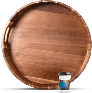 Plateau et plat de service rond en bois d'acacia - Product Image 1