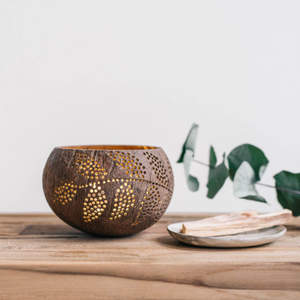 ชามมะพร้าวแกะสลัก,กะลามะพร้าวกะลามะพร้าวที่ใส่เทียนอาหารเย็นเครื่องครัวของตกแต่งบ้านตามธรรมชาติ - Product Image 1