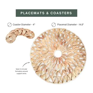 Best Selling <b>Set</b> Water Hyacinth <b>Placemats</b> <b>and</b> <b>Coasters</b> Variety of Sizes Custom Handwoven Table Decorations From Vietnam Artians - Product Image 2