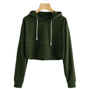 Haute qualité femmes hiver haut court sweats à capuche décontracté Streetwear avec Logo avant tricoté matériel col à capuche Offre Spéciale - Product Image 1