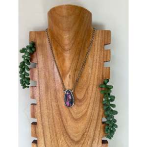 Pink Mohave Turquoise Water Drop Necklace Sterling Silver Bezel <b>Set</b> - Product Image 1