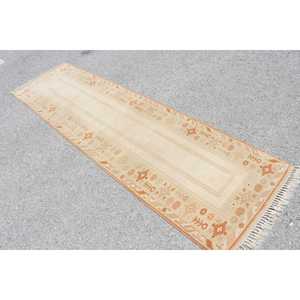 พรมตุรกีวินเทจ ขนาด 2.6x9.4 ฟุต สีเบจน้ำตาลลายจุด ทำจากขนสัตว์ - Product Image 4