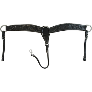 New Design Western Tooled Leather Dressage Saddle <b>Black</b> Breast Collar for <b>Roping</b> Barrel Racing Trail Riding English Tack Collar - Product Image 3