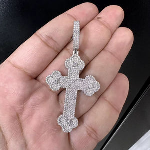 Tishya Diamond 2.69ctw VVS D Hip Hop <b>Jewelry</b> 925 Silver Moissanite <b>Cross</b> Pendant Rose Gold/Gold Plated Charm Pendants Women's - Product Image 1