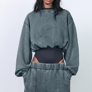 ชุดวอร์มสตรีพิมพ์ลายตามสั่ง ไซส์ใหญ่ สไตล์สตรีทแวร์ สำหรับฤดูหนาว มีฮู้ด กางเกงทรงบานฟอกสีสไตล์วินเทจ น้ำหนักเบา - Product Image 2