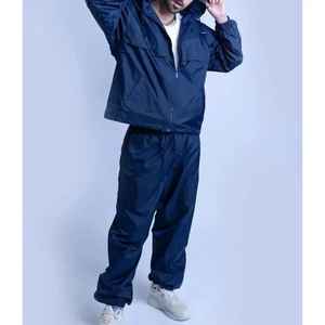 Ensemble survêtement pour homme, veste coupe-vent à capuche en nylon avec impression réfléchissante, 2 pièces, solide, personnalisé, pour l'hiver - Product Image 6