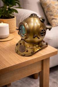 Réplique de casque de plongée marin en laiton, finition marron antique polie, motif ancre, pour plongée sous-marine - Product Image 4