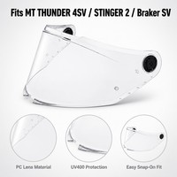 Visière de remplacement pour casque de moto teintée en iridium, lentille UV400 intégrale pour MT Thunder 4SV Stinger 2