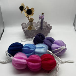 Private Label Mia Med Body Cleansing <b>Bath</b> Loofah Shower Tube Mesh Balls with Back Strap Nylon <b>Bath</b> <b>Brushes</b> Sponges Scrubbers - Product Image 6