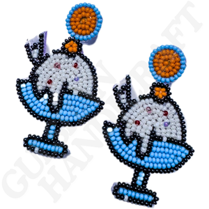 Pendientes de gota bordados en forma de flor de joyería personalizada ecológica inspirada en la naturaleza Vintage para fiestas de moda tejidas a mano - Product Image 2