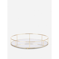 Plateau de rangement décoratif moderne de luxe en verre miroir doré et métal, écologique, pour parfums, bijoux et cosmétiques