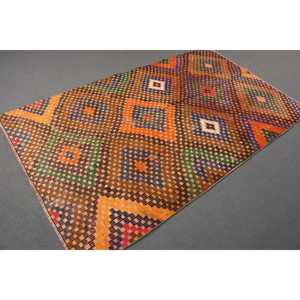 Turkish Area Rug 4.6x7.4 ft, <b>Brown</b> Orange Floral Rug <b>Wool</b> - Product Image 3