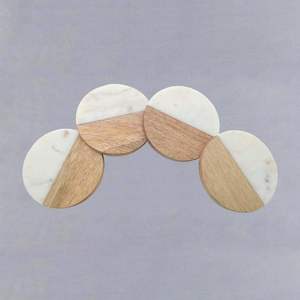 SMART Round Marble Acacia Wood Coasters Custom Size Wooden Drinks Cup Elegant <b>Mats</b> & Pads No reviews yet - Product Image 6