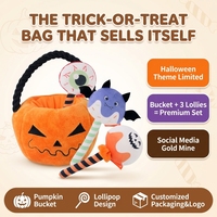 Jouet pour chien Halloween : Seau citrouille en peluche, interactif, couineur, avec jeu de bâtonnets de puzzle, OEM ODM, Vente en gros, Usine