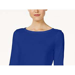 Top Casual da Donna Charter Club con Scollo a Barca e Bottoni sulle Spalle in Cotone Pima Blu Taglia Media con Logo/Motivo Ricamato - Product Image 2