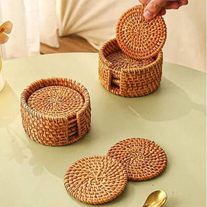 Ensemble de dessous-de-verre en rotin écologique, best-seller, vente en gros, décoration de table, dessous-de-verre en rotin, style bohème, en provenance du Vietnam - Product Image 1