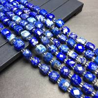Pierre Lapis Lazuli bleue naturelle à facettes en forme de cube perles de pierres précieuses en vrac 6mm 8mm 10mm perles de cristal de guérison pour la fabrication de bijoux