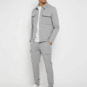 Vente coupe-vent survêtement logo personnalisé jogging décontracté ensemble deux pièces unisexe 100% coton cargo coupe-vent survêtement - Product Image 1