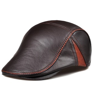 RY990หมวกเบเร่ต์หนังแท้สำหรับผู้ชาย, หมวกดาร์เก้หนังแท้ขนาด56-60ซม. เหมาะสำหรับฤดูหนาว - Product Image 4