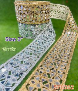 Fait sur mesure 100% coton miroir brodé lacets motifs géométriques complexes Style Vintage pour vêtements ethniques tenues de mariée - Product Image 2